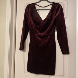 Purple small shimmery long sleeve dress from Express.